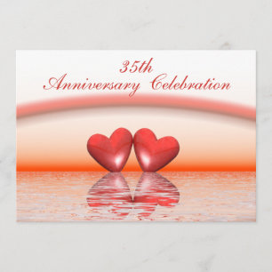 35th Anniversary Coral Hearts Invitation