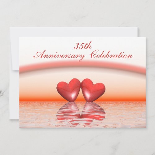 35th Anniversary Coral Hearts Invitation