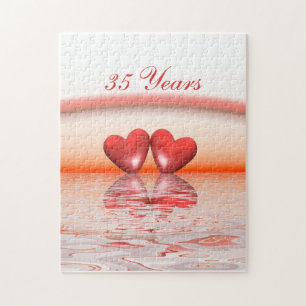 35th Anniversary Coral Hearts Jigsaw Puzzle