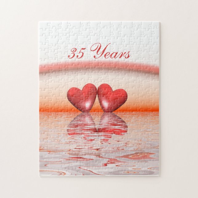 35th Anniversary Coral Hearts Jigsaw Puzzle (Vertical)