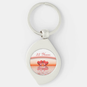35th Anniversary Coral Hearts Keychain