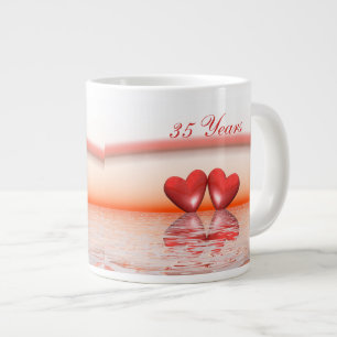 35th Anniversary Coral Hearts Large Coffee Mug