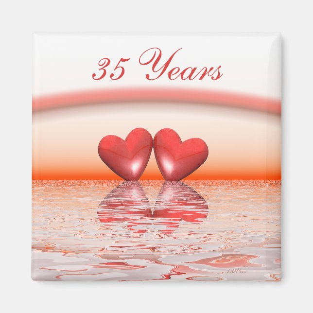 35th Anniversary Coral Hearts Magnet (Front)