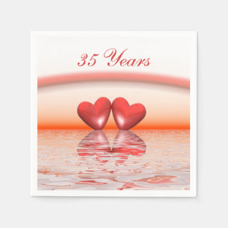 35th Anniversary Coral Hearts Napkins