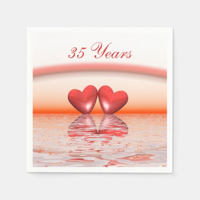 35th Anniversary Coral Hearts Napkins (Front)