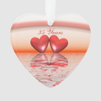35th Anniversary Coral Hearts Ornament by Peerdrops at Zazzle