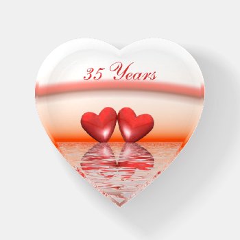 35th Anniversary Coral Hearts Paperweight by Peerdrops at Zazzle