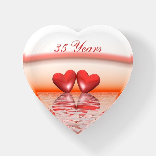 35th Anniversary Coral Hearts Paperweight