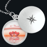 35th Anniversary Coral Hearts Sterling Silver Necklace<br><div class="desc">Locket with my image of two coral hearts floating on the water under a rainbow. Customizable text says "35 Years".</div>