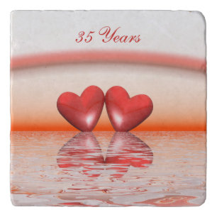 35th Anniversary Coral Hearts Trivet