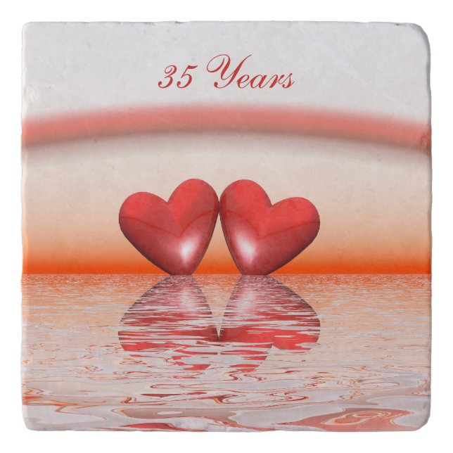 35th Anniversary Coral Hearts Trivet (Front)