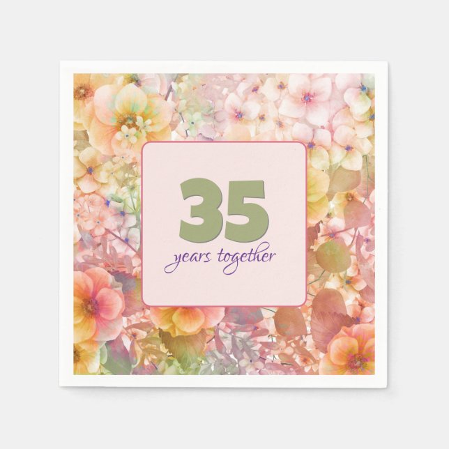 35th Anniversary Cosmos Floral Garden  Napkins (Front)