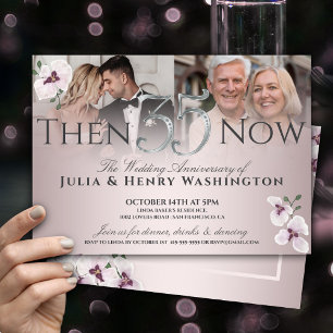 35th Anniversary Graceful Orchid Then And Now Invitation