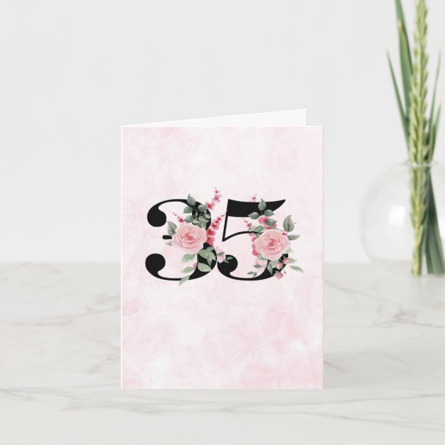 35th Anniversary Greeting Card - Floral Couple 35 (Front)