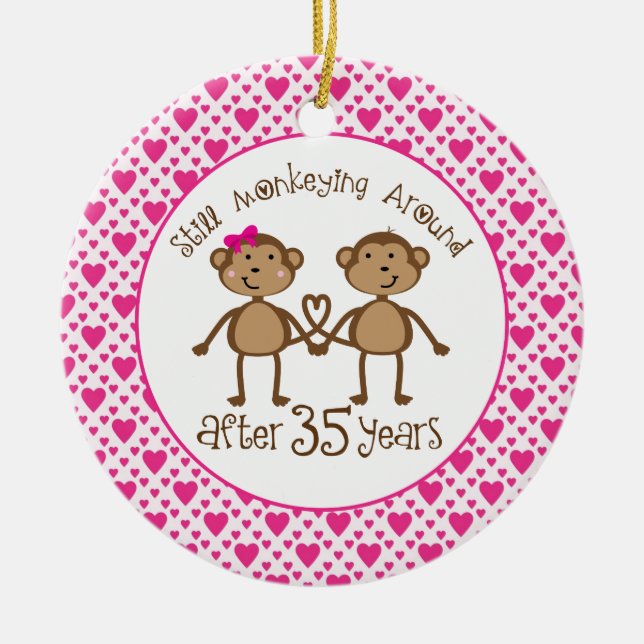 35th Anniversary Monkey Love Ornament (Front)