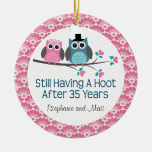 35th Anniversary Owl Personalized Ornament Gift