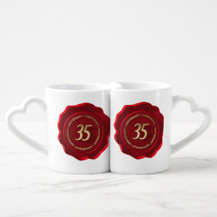 35th anniversary red wax seal coffee mug set