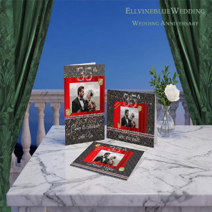 35th Anniversary Save the Date   Emerald & Photo Invitation