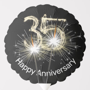 35th Anniversary Sparklers on Black Balloon