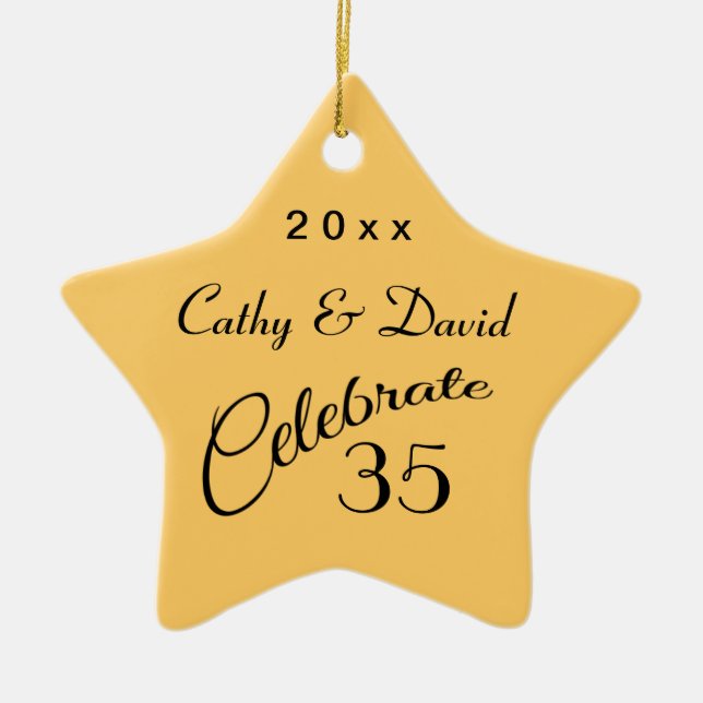 35th Anniversary Star Gift Ceramic Ornament (Front)