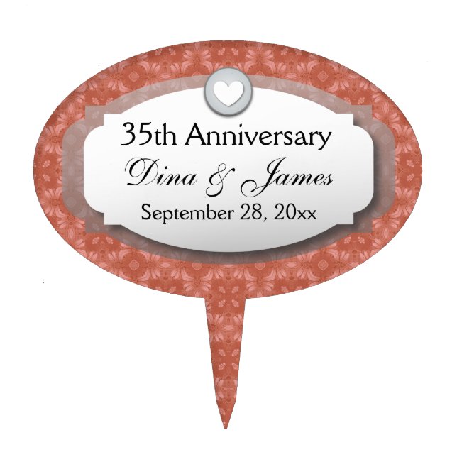 35th Anniversary Wedding Anniversary Coral Z22 Cake Topper (Front)