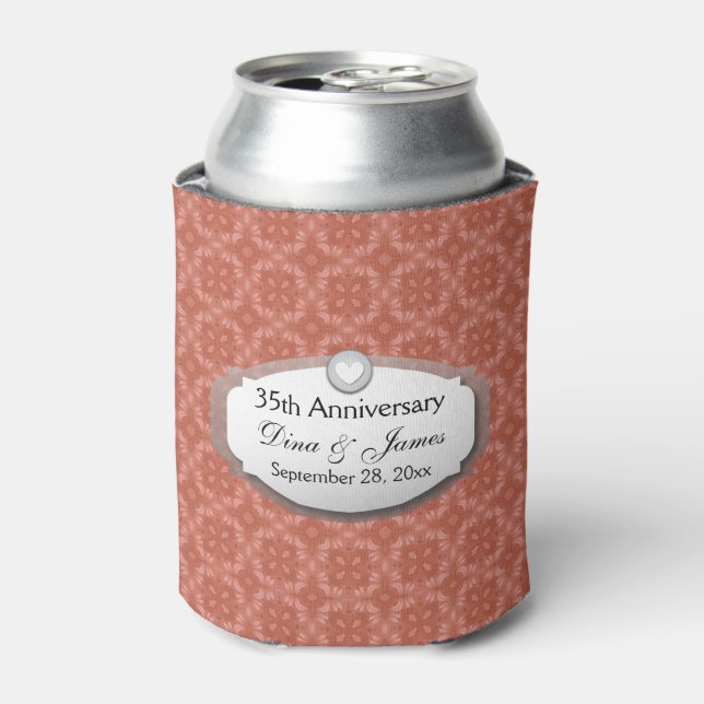 35th Anniversary Wedding Anniversary Coral Z22 Can Cooler (Can Front)