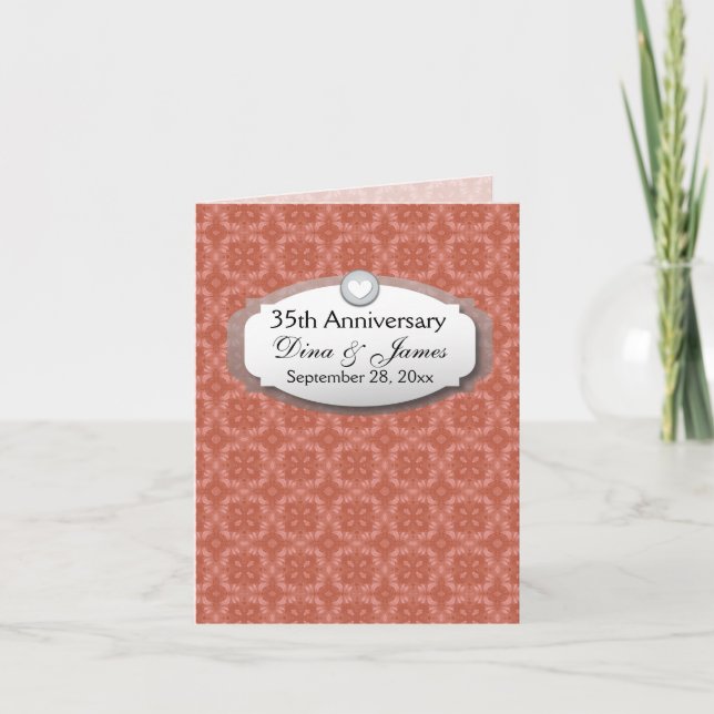 35th Anniversary Wedding Anniversary Coral Z22 Invitation (Front)
