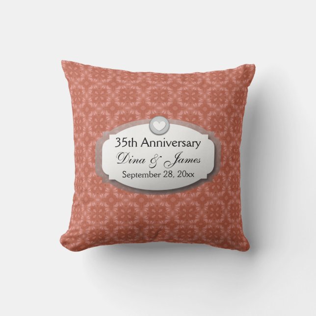 35th Anniversary Wedding Anniversary Coral Z22 Throw Pillow (Front)