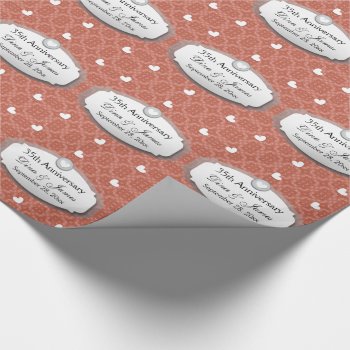35th Anniversary Wedding Anniversary Coral Z22 Wrapping Paper by JaclinArt at Zazzle
