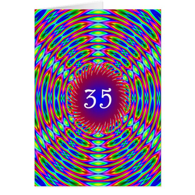 35th Birthday Abstract Trippy Swirls Cards (Front)