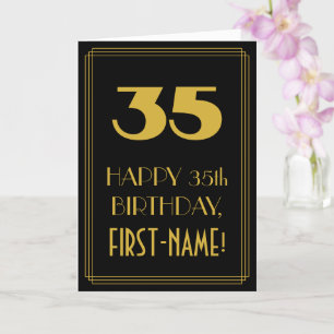 35th Birthday – Art Deco Inspired Look "35" & Name Card