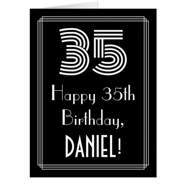35th Birthday — Art Deco Inspired Look “35” + Name Card (Front)