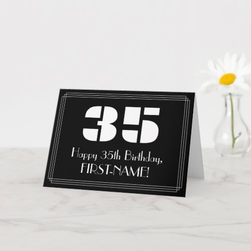 35th Birthday Art Deco Inspired Look 35  Name Card