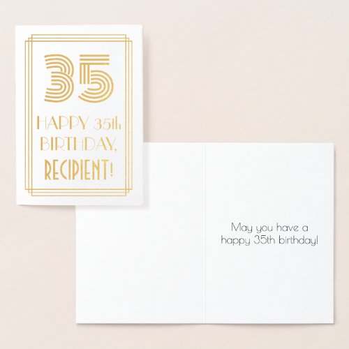 35th Birthday _ Art Deco Inspired Look 35  Name Foil Card