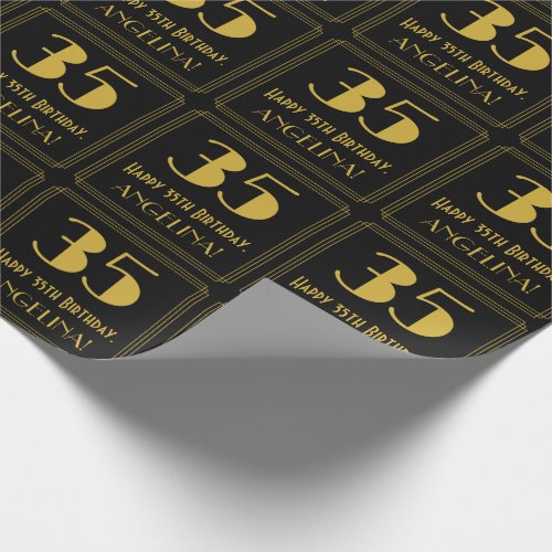 35th Birthday  Art Deco Inspired Look 35 Name Wrapping Paper