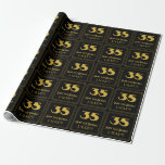 [ Thumbnail: 35th Birthday – Art Deco Inspired Look "35" & Name Wrapping Paper ]