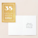 [ Thumbnail: 35th Birthday ~ Art Deco Style "35" & Custom Name Foil Card ]