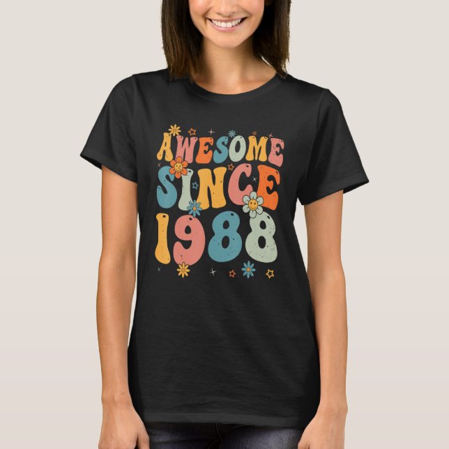 35th Birthday Awesome Since 1988 35 Years Old Retr T-Shirt (Front)
