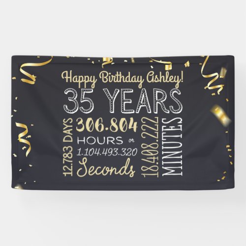 35th Birthday Banner _ 35 Years in Hours  Seconds