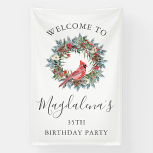 35th Birthday Banner Red Cardinal Custom Welcome