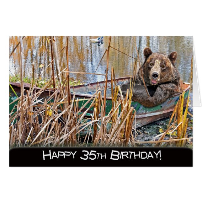 35th Birthday Bear in Boat Cards (Front Horizontal)