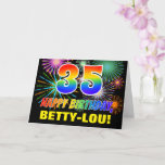 [ Thumbnail: 35th Birthday: Bold, Fun, Fireworks, Rainbow 35 Card ]