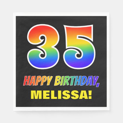 35th Birthday Bold Fun Simple Rainbow 35 Napkins