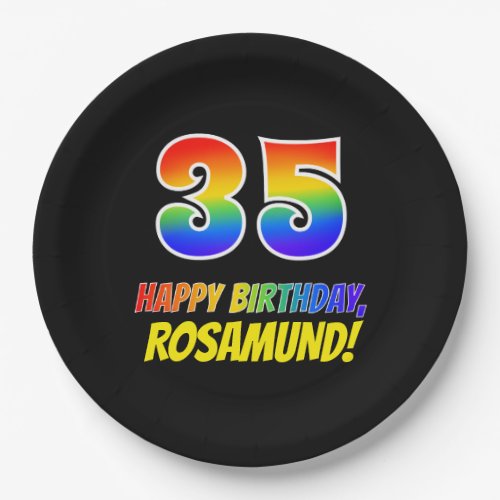 35th Birthday Bold Fun Simple Rainbow 35 Paper Plates