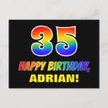 [ Thumbnail: 35th Birthday: Bold, Fun, Simple, Rainbow 35 Postcard ]