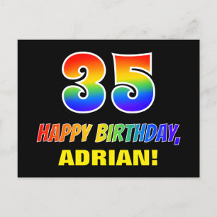 35th Birthday: Bold, Fun, Simple, Rainbow 35 Postcard