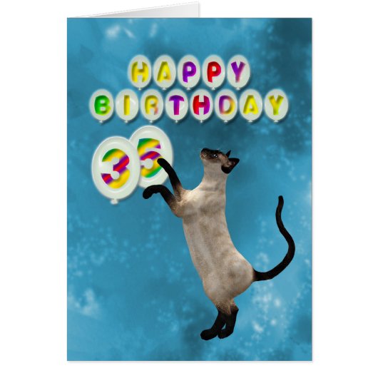 35th Birthday card with siamese cats (Front)