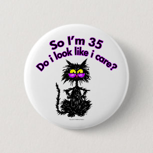 35th Birthday Cat Gifts Button