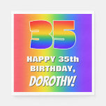 [ Thumbnail: 35th Birthday: Colorful, Fun Rainbow Pattern # 35 Napkins ]