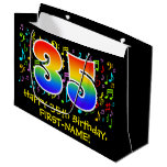 [ Thumbnail: 35th Birthday - Colorful Music Symbols, Rainbow 35 Gift Bag ]